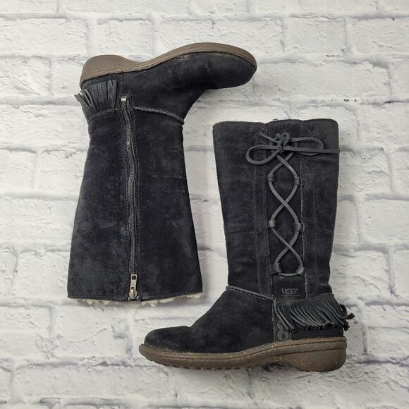UGG Black Suede Desoto Boots size 7 - Picture 1 of 15